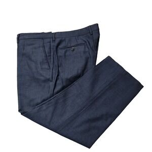 Etro Pants size 56 40X26 flat front milano italy mens wool trousers blue Straigh